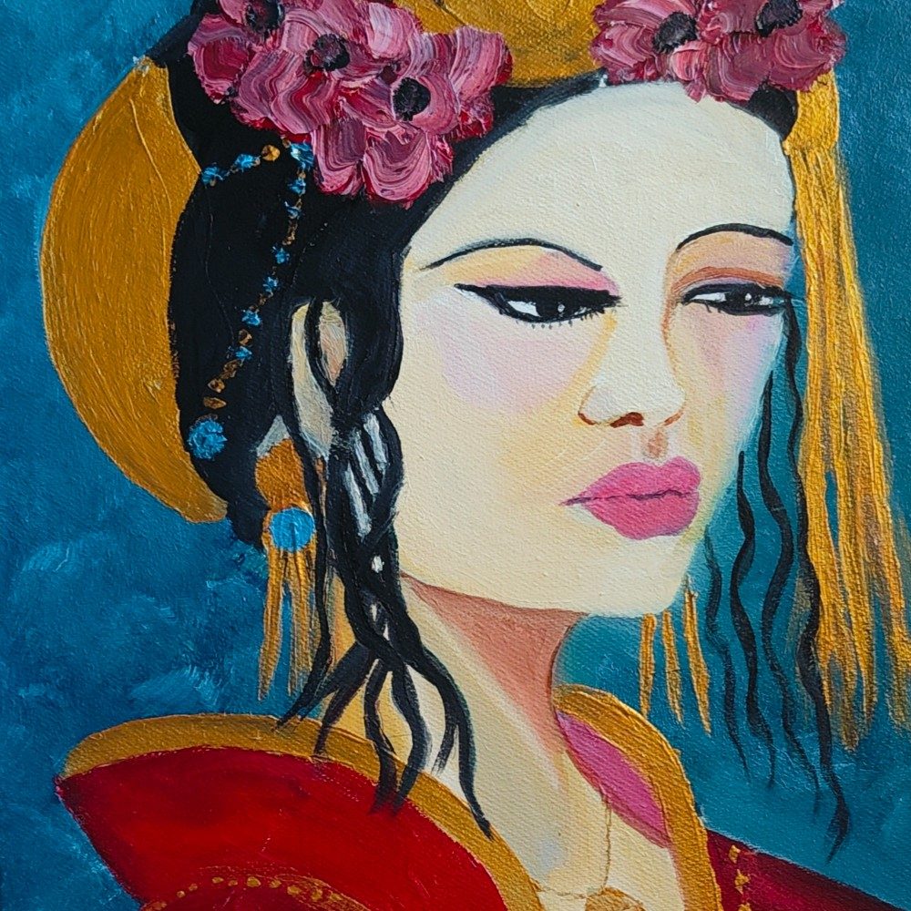 Serene Lady of Court, photo by Teresasartworks on the wall