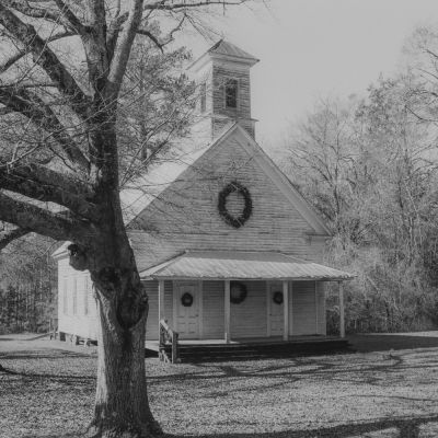 Old church at Christmas