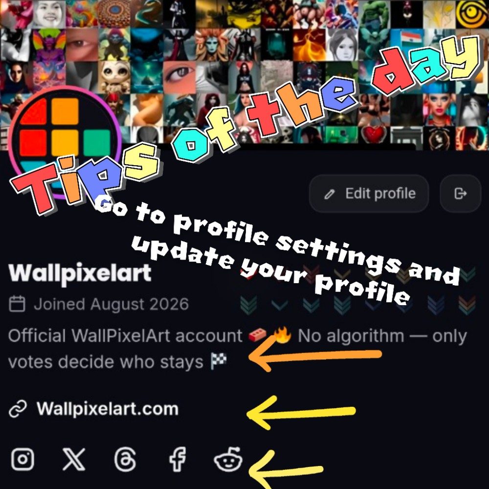 All your social media in your profile settings., photo by Wallpixelart on the wall