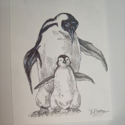 Caring muma penguin