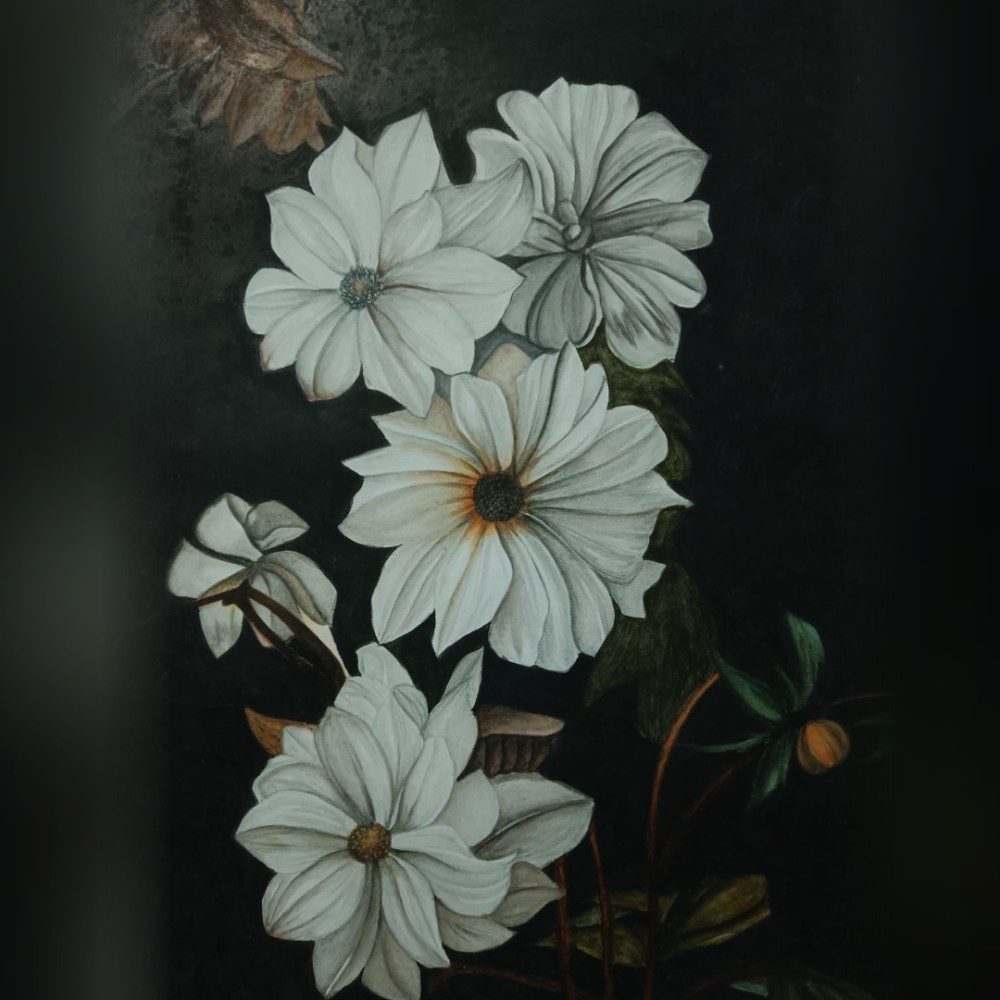 Fading flowers, photo by SKAI_ARTStudio on the wall
