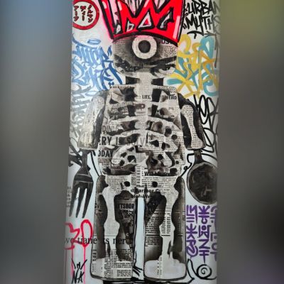 "The king" Toile mixte acrylique et résine 120x60 cm