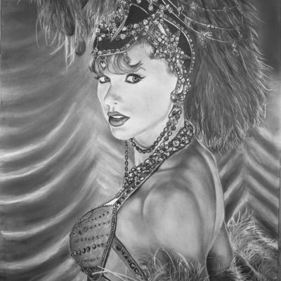 “The life of a Showgirl #3)2026 Charcoal (22”x30”) Drawn_in2