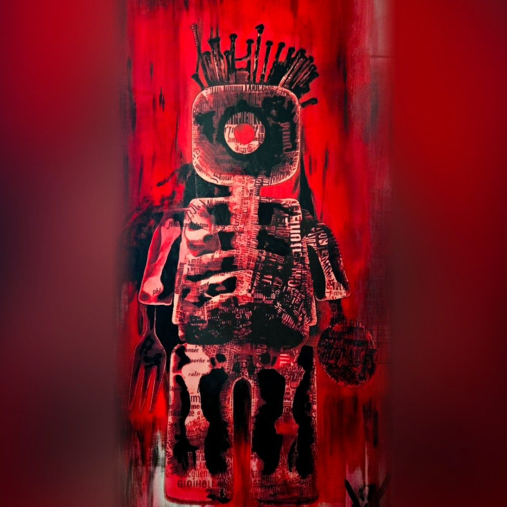 "Le diable rouge" Toile mixte acrylique et resine 120x60cm, photo by normandyarts on the wall