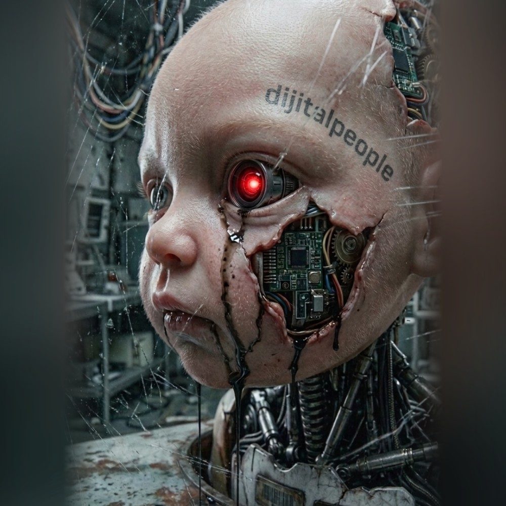 Where Flesh Meets Machine, photo by dijitalpeople on the wall · WallPixelArt AI Art