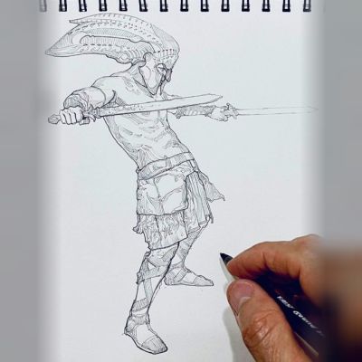 Drawing. Ballpoint pen and heavy paper