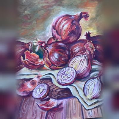 Gouache painting “Just onions “