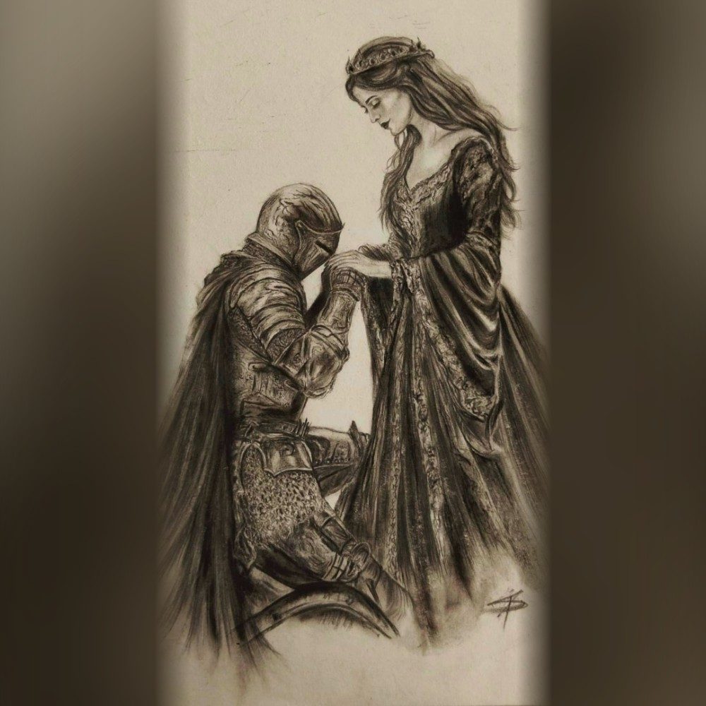 Knight and the Princess, photo by SKAI_ARTStudio on the wall