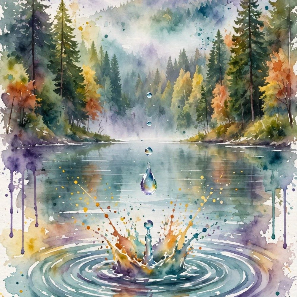 " The first ripple" & "Drop of colours ", photo by DearAnimora on the wall