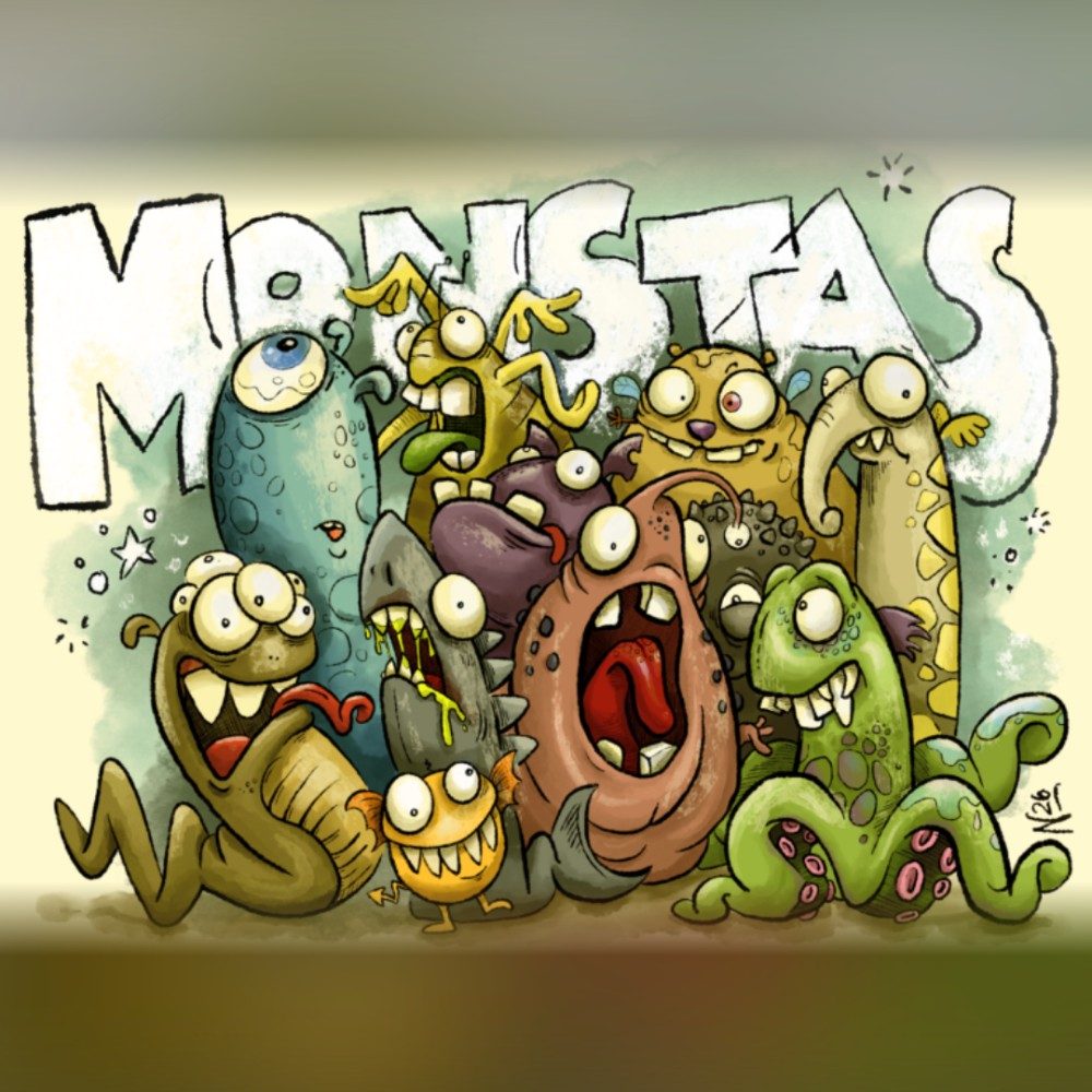 Monstas (procreate), photo by Nedde on the wall