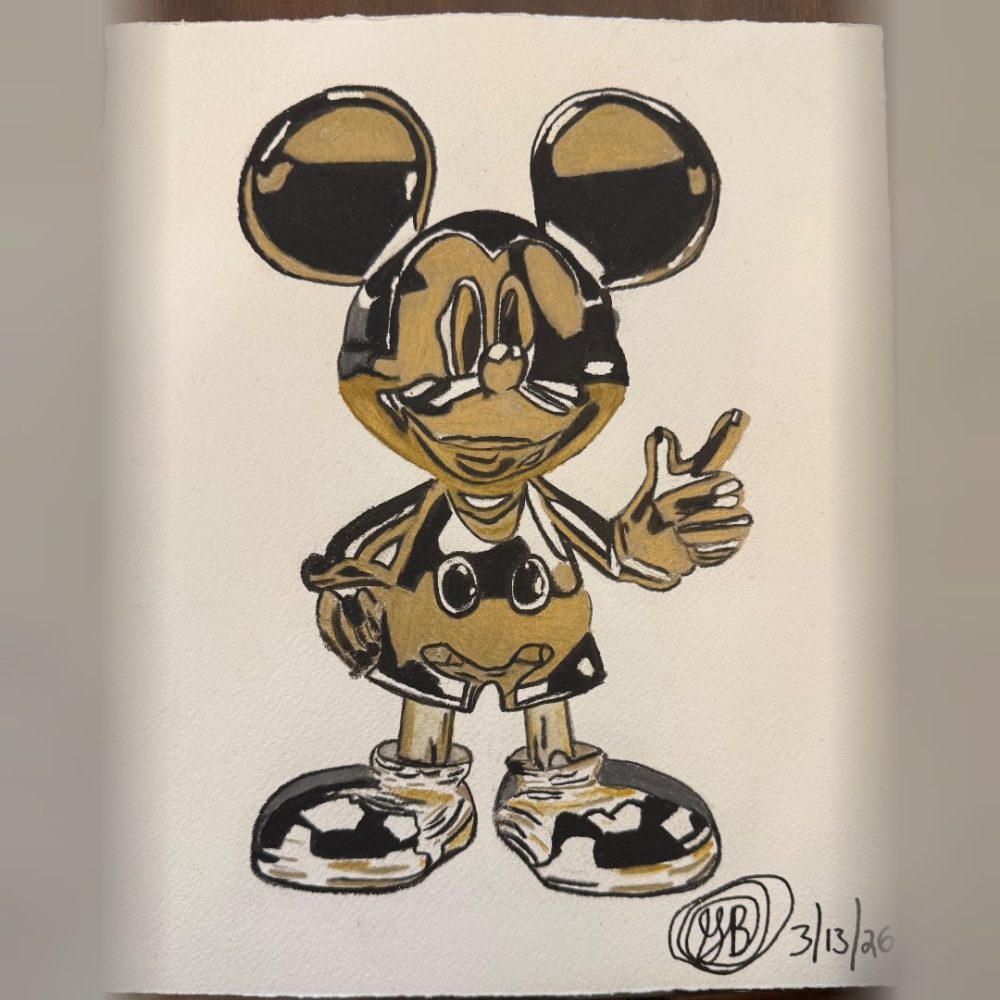 My Mickey Mouse in gold using watercolor pencils., photo by gtb718199 on the wall