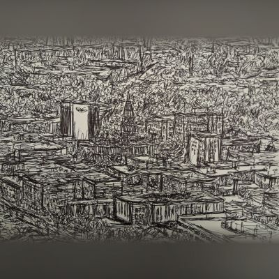 An aerial view of downtown Lafayette and West Lafayette In.