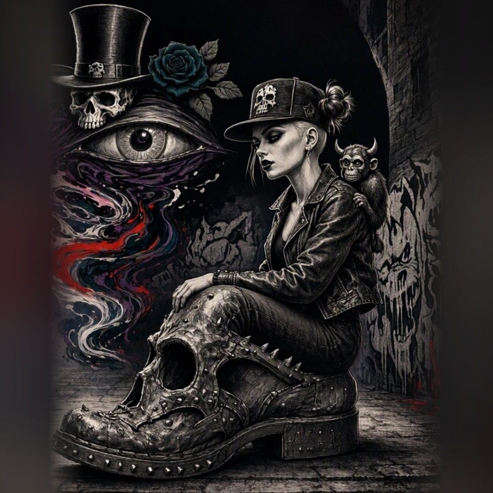 The Demon Monkey watches over the Queen of Ruins., photo by lilyrosegevart2 on the wall