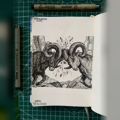 Day 9 inktober | ram 🐏 #inktober #inktober2026 #inktoberc