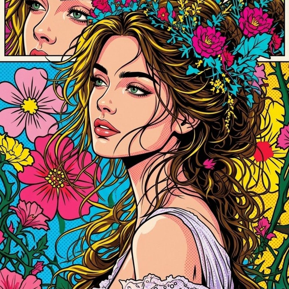 Pop Art Briar Rose, photo by Kitler on the wall · WallPixelArt AI Art