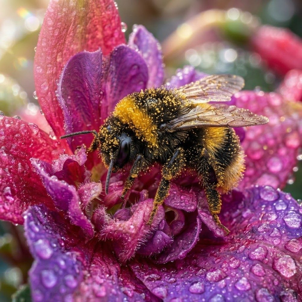 Pollen-Dusted Bumblebee, photo by Quiet_Lines on the wall