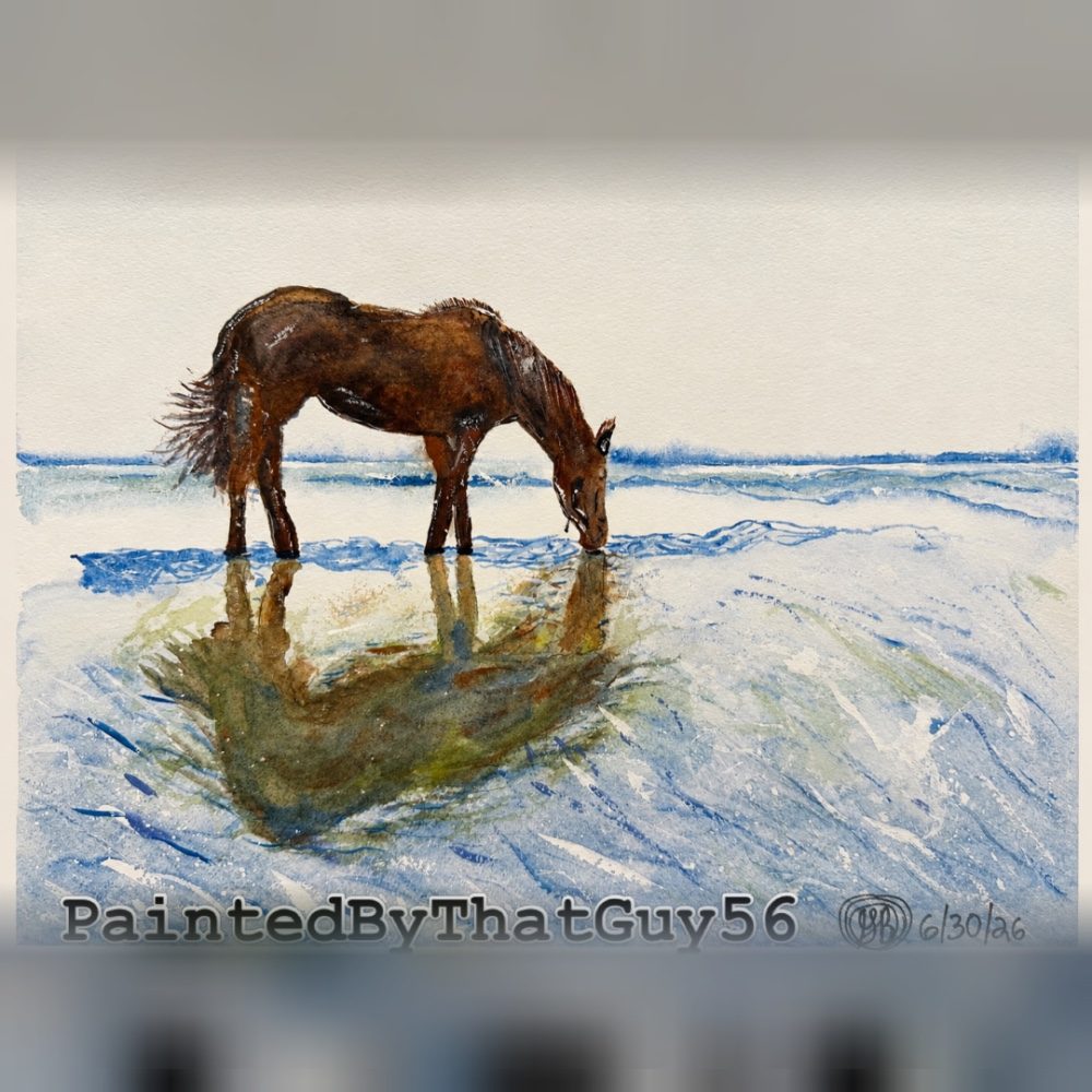 A horse watercolor painting, photo by gtb718199 on the wall