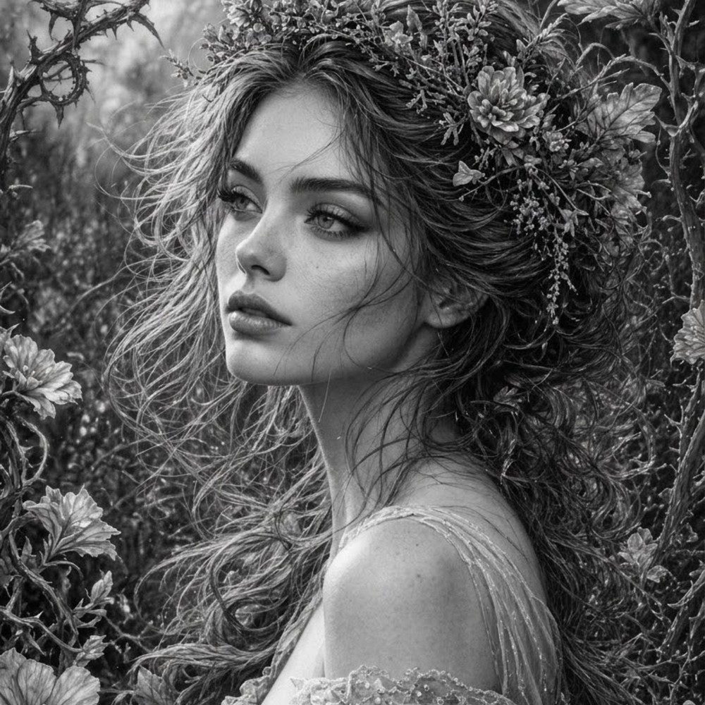 Charcoal Whispers of Briar Rose, photo by Kitler on the wall