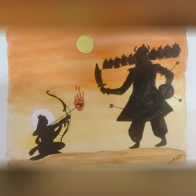 Dussehra theme drawing