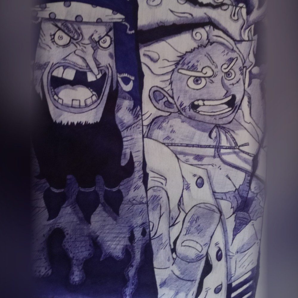 Luffy x blackbeard pen sketch...(Onepiece), photo by hatsuhinode0 on the wall