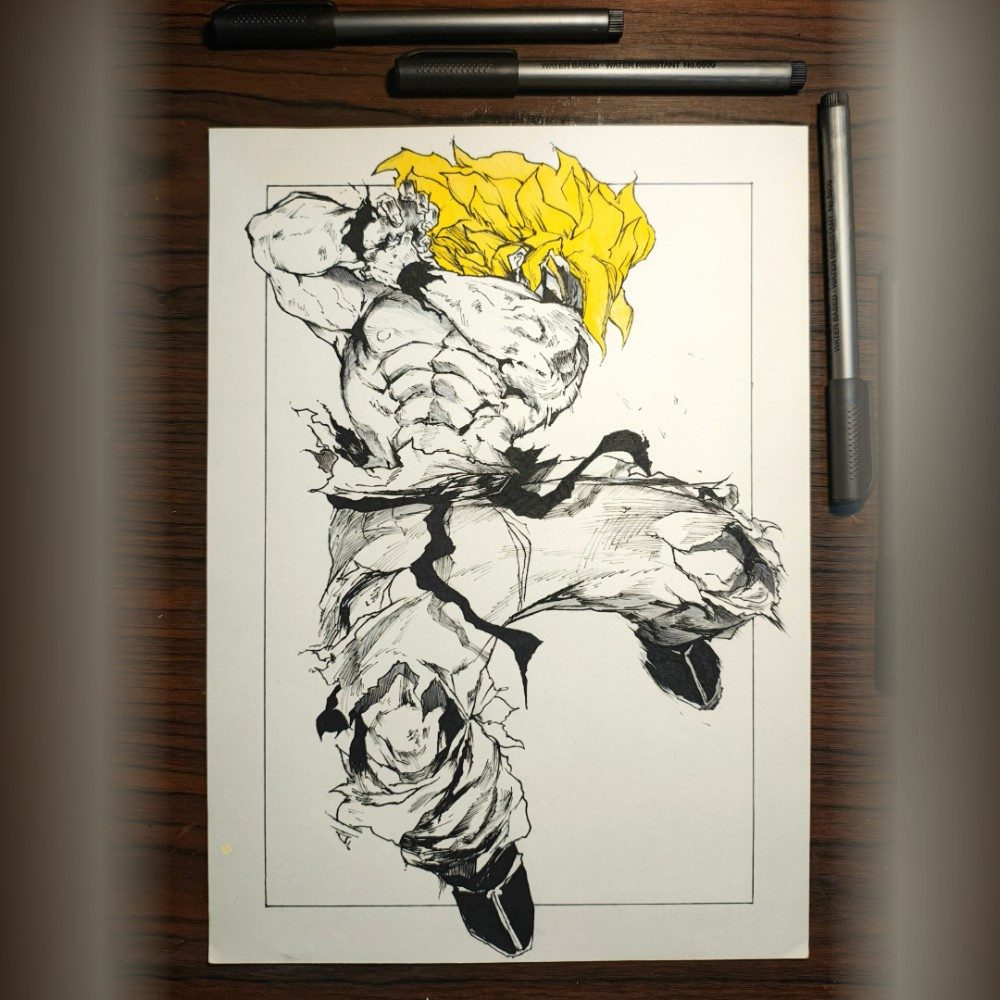 Goku, photo by ishan on the wall · WallPixelArt Art