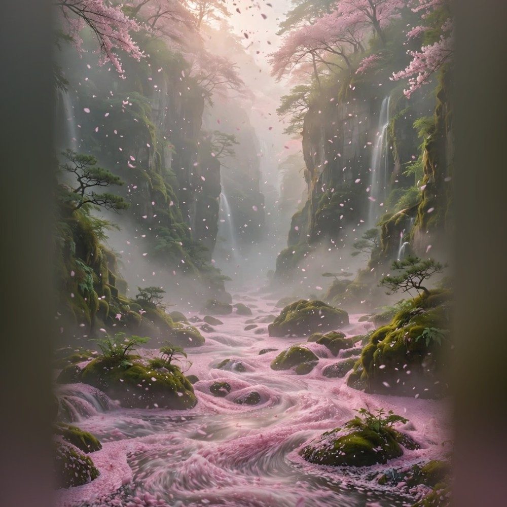 Rain if peach blossom, photo by DearAnimora on the wall
