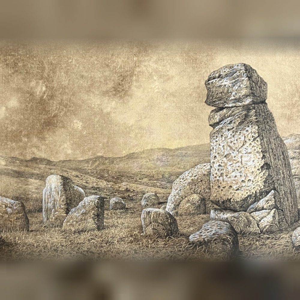 Imaginary landscape. Drawing on heavy paper, photo by cameroart on the wall